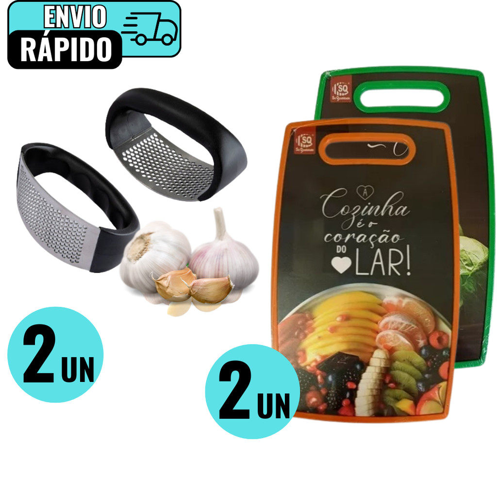 Kit Tábua De Carne/Legumes/Frutas Em MDF E Amassador De Alho Em Aço inox Cabo De Plástico Para Casas