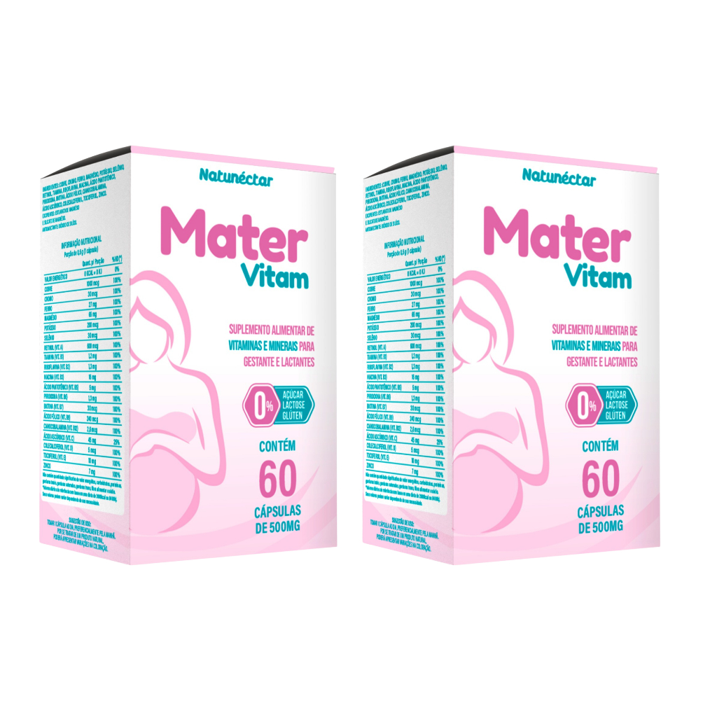 Mater Vitam 120 cápsulas Vitamina Gestante Lactante Mamãe Natunéctar