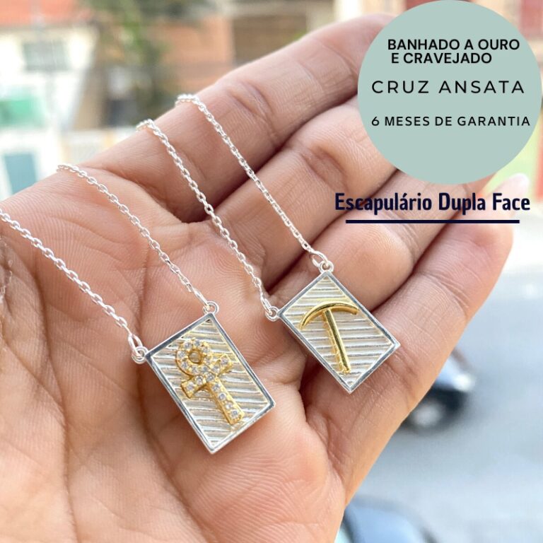 Escapulário Cruz Ansata Cravejado Cravejado Mascu