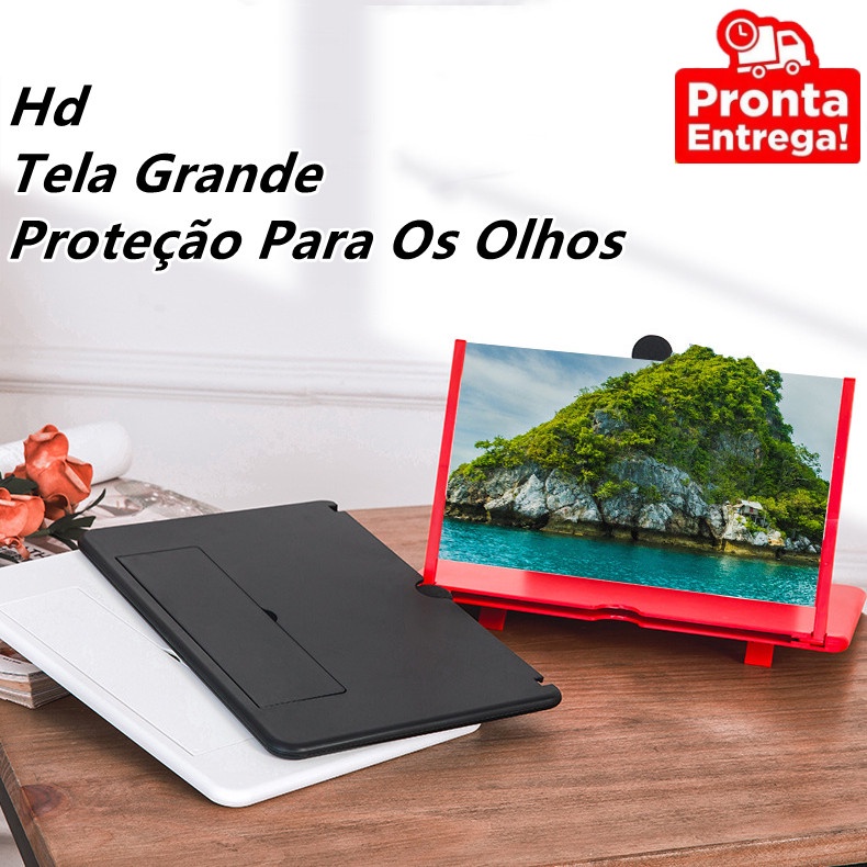 Amplificador De Imagem Da Tela Do Celular Ampliada Lupa 3d Alta Preto