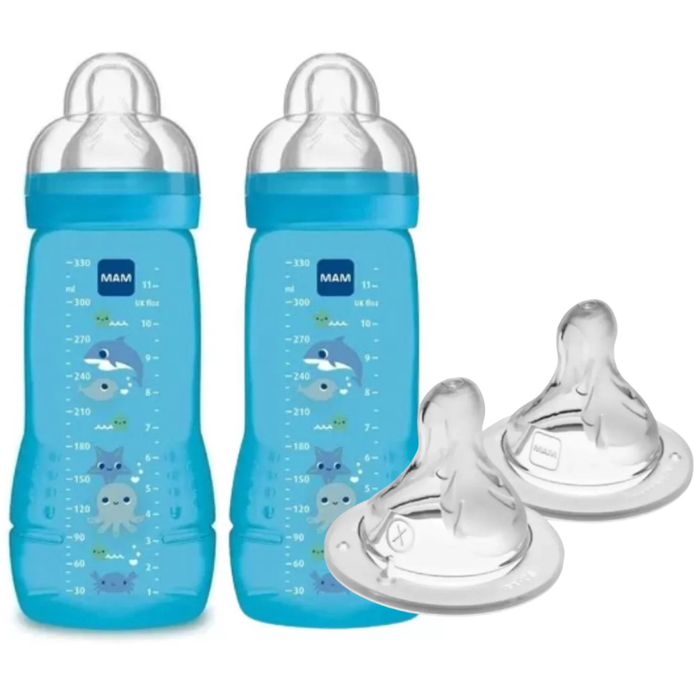 Kit De Mamadeira Mam Easy Active 330ml + 2 Bicos X 6+ MAM