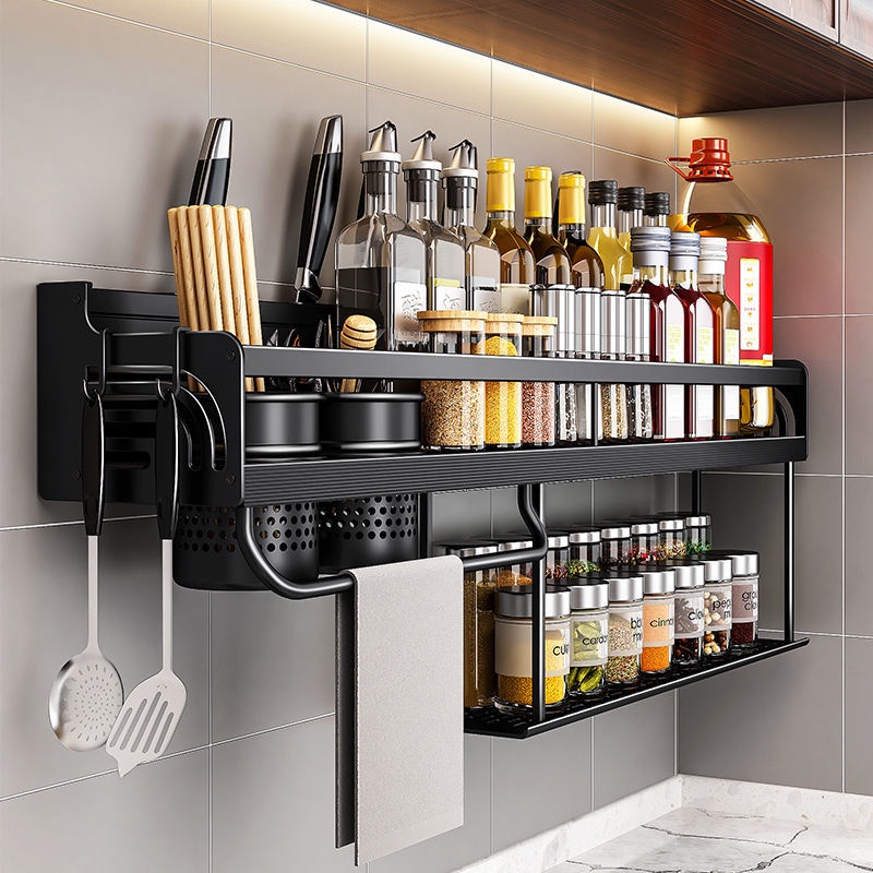 KONG 2-Tier Spice Rack Organizador De Condimentos Cozinha Montado Na Parede Louça De Mesa Suprimento