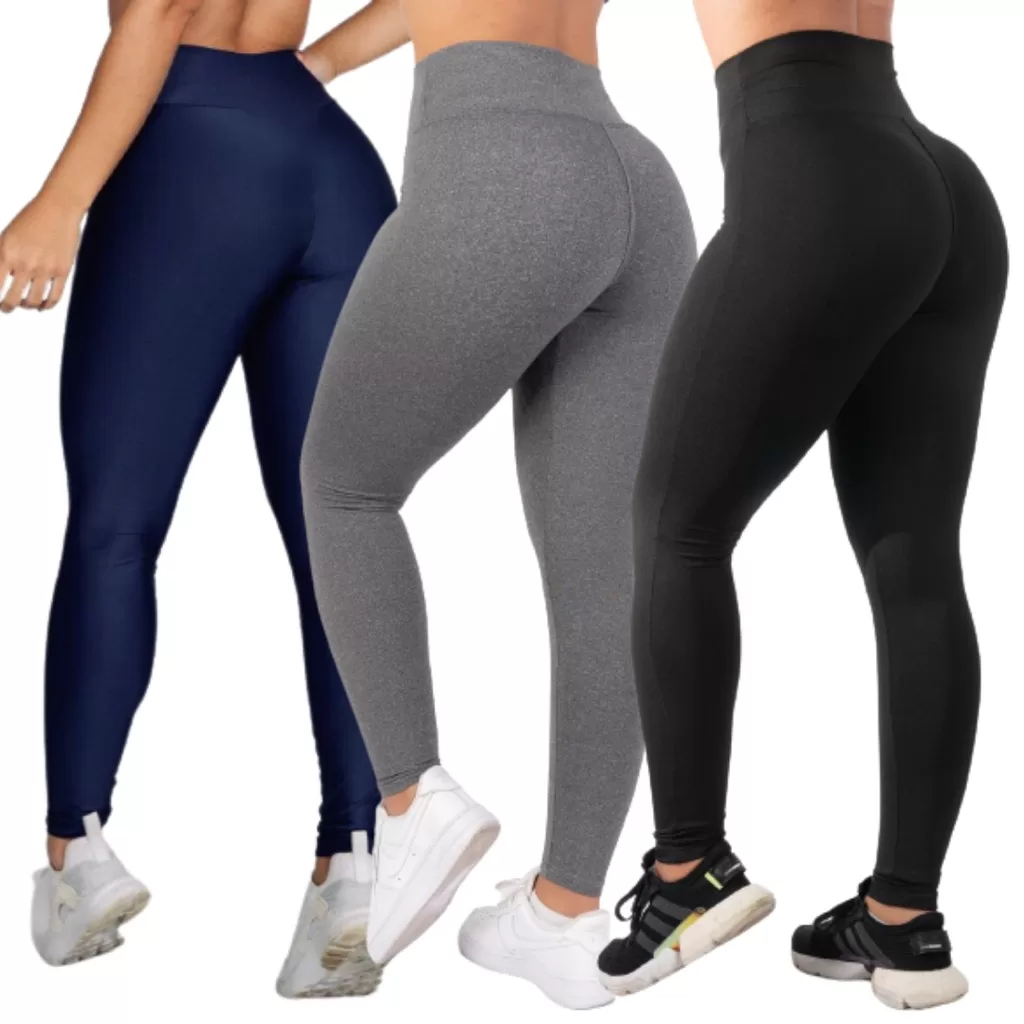 Kit 3 calças legging feminina fitness academia legging para treino e ginástica legging grossa