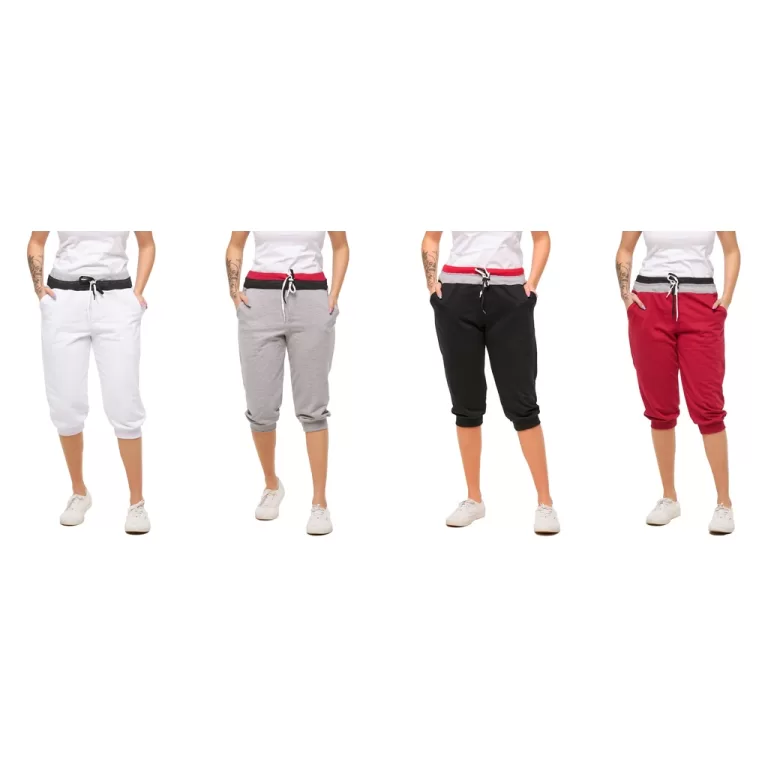 Kit 04 Bermudas Moletom Feminina Saruel Com Punho 