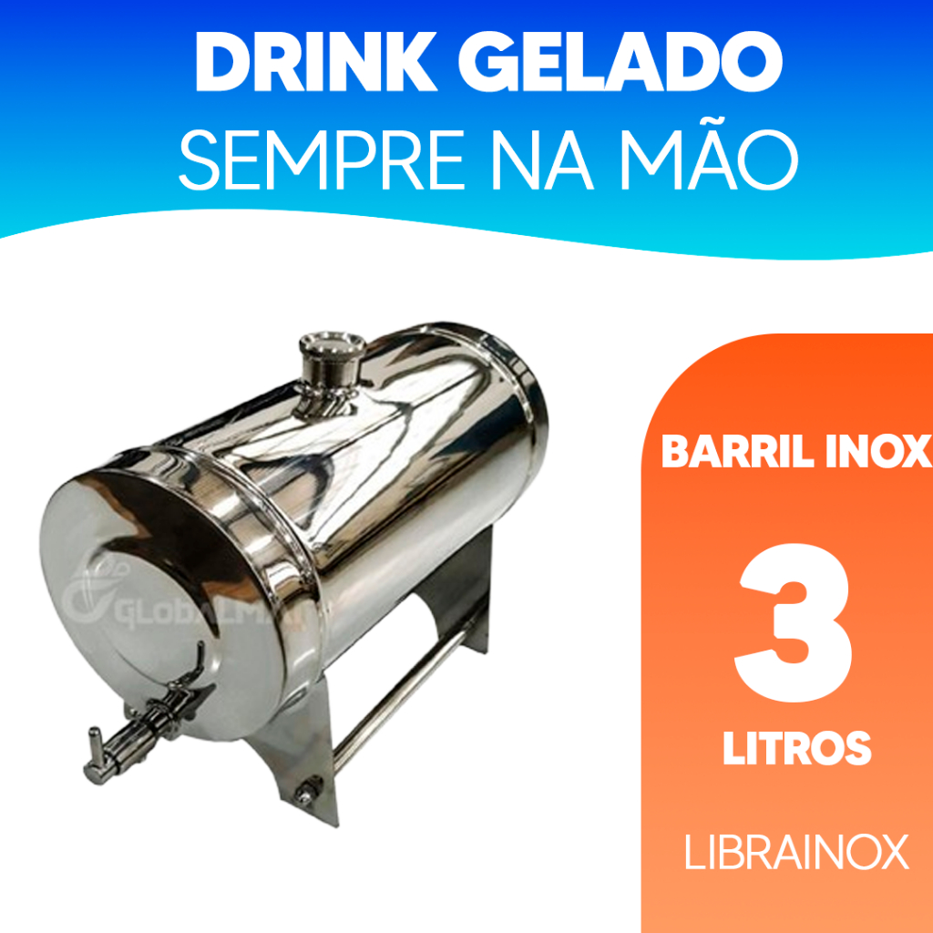 Barril Para Cachaça Vinho Cerveja Aço Inox 304 Até 3 Litros