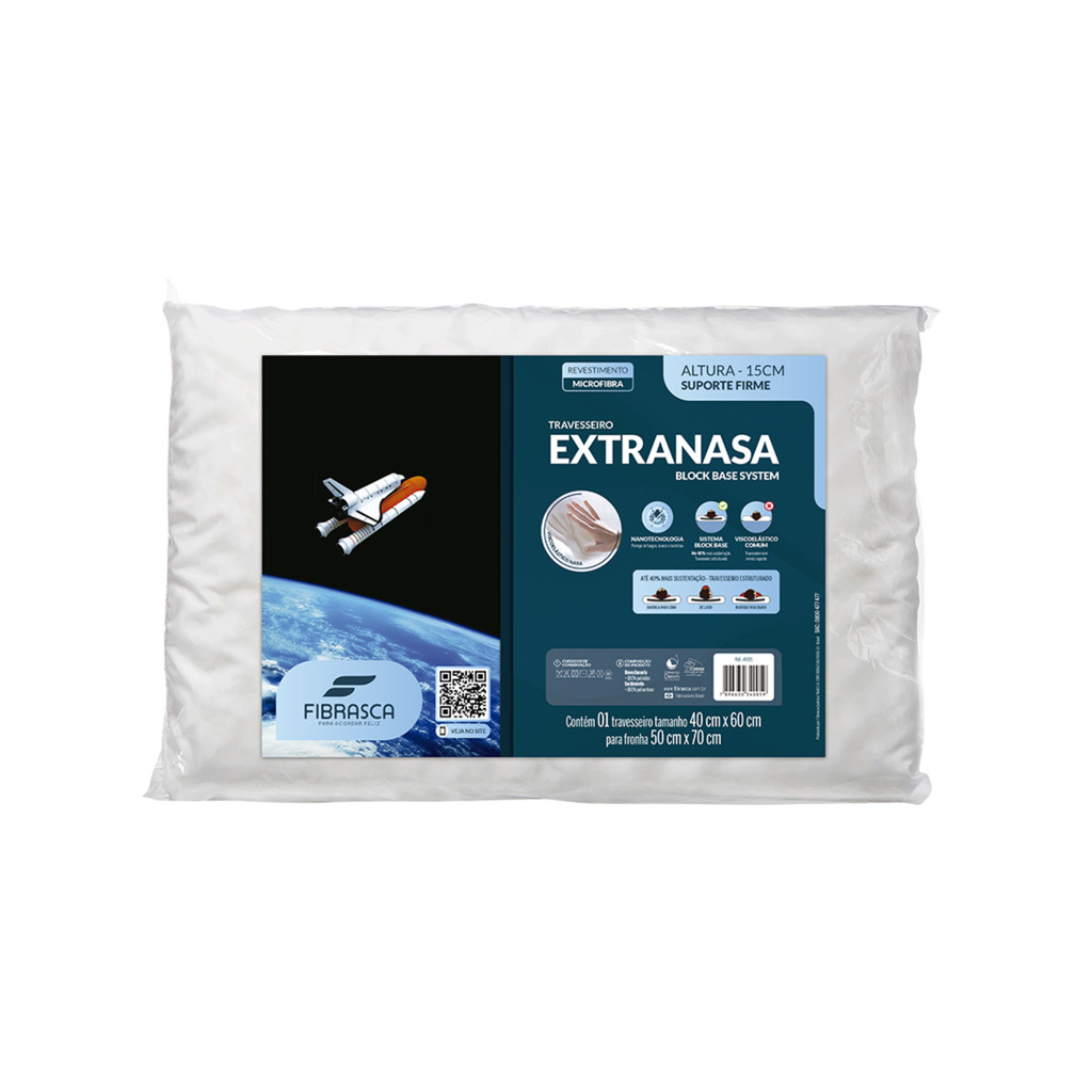 Travesseiro Extravisco NASA Placa Poliuretano 50×70 Fibrasca