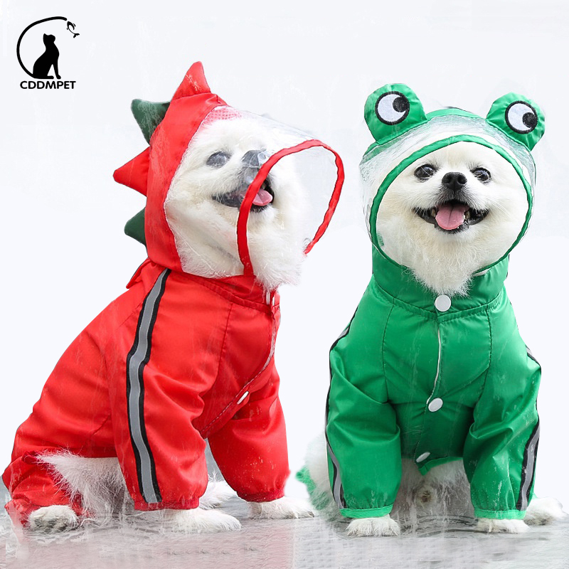 Capa De Chuva Cachorro Refletiva com Capuz Para Cães Pequeno Grande Macacão À Prova Dágua Jaquetas