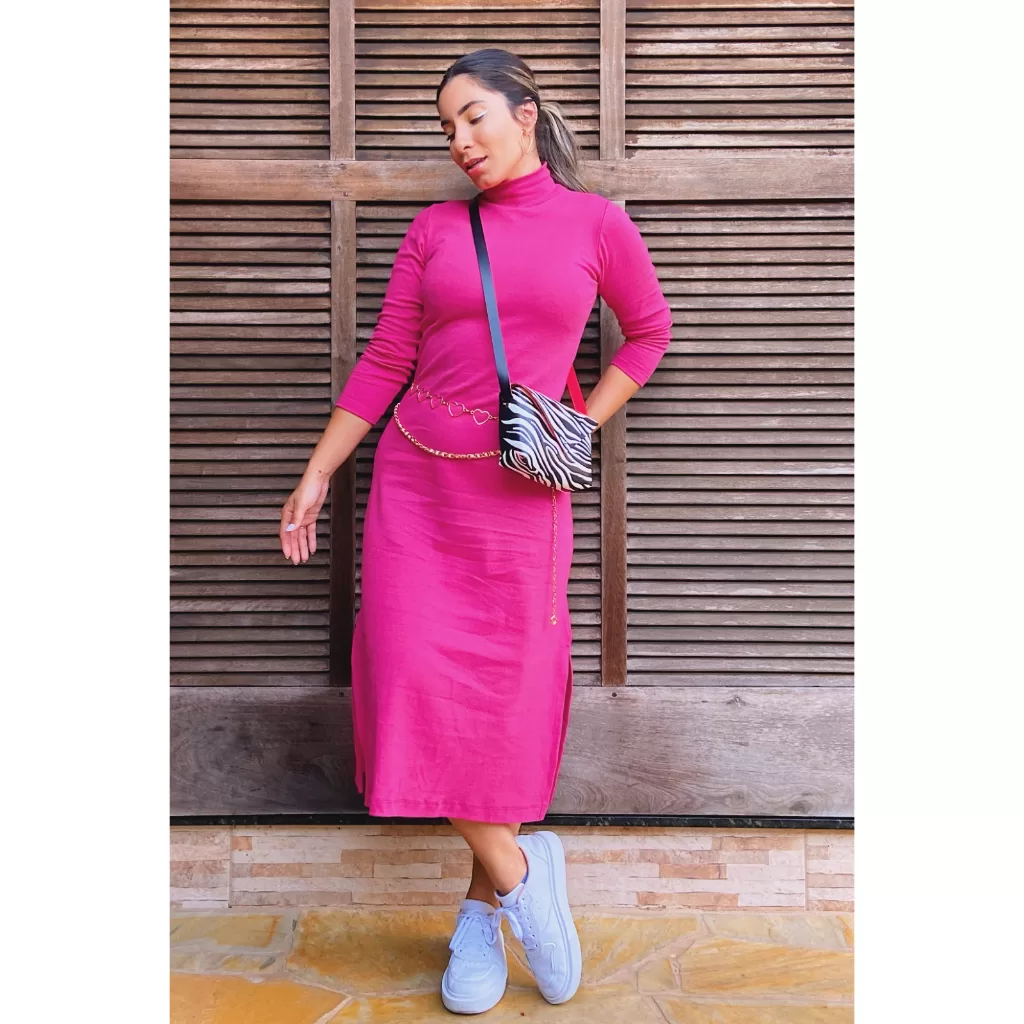 Vestido Midi Gola Alta De Ribana Luiza
