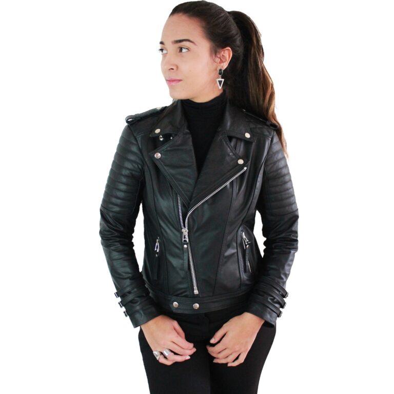 Jaqueta de couro feminina, 100% legitimo motocicli