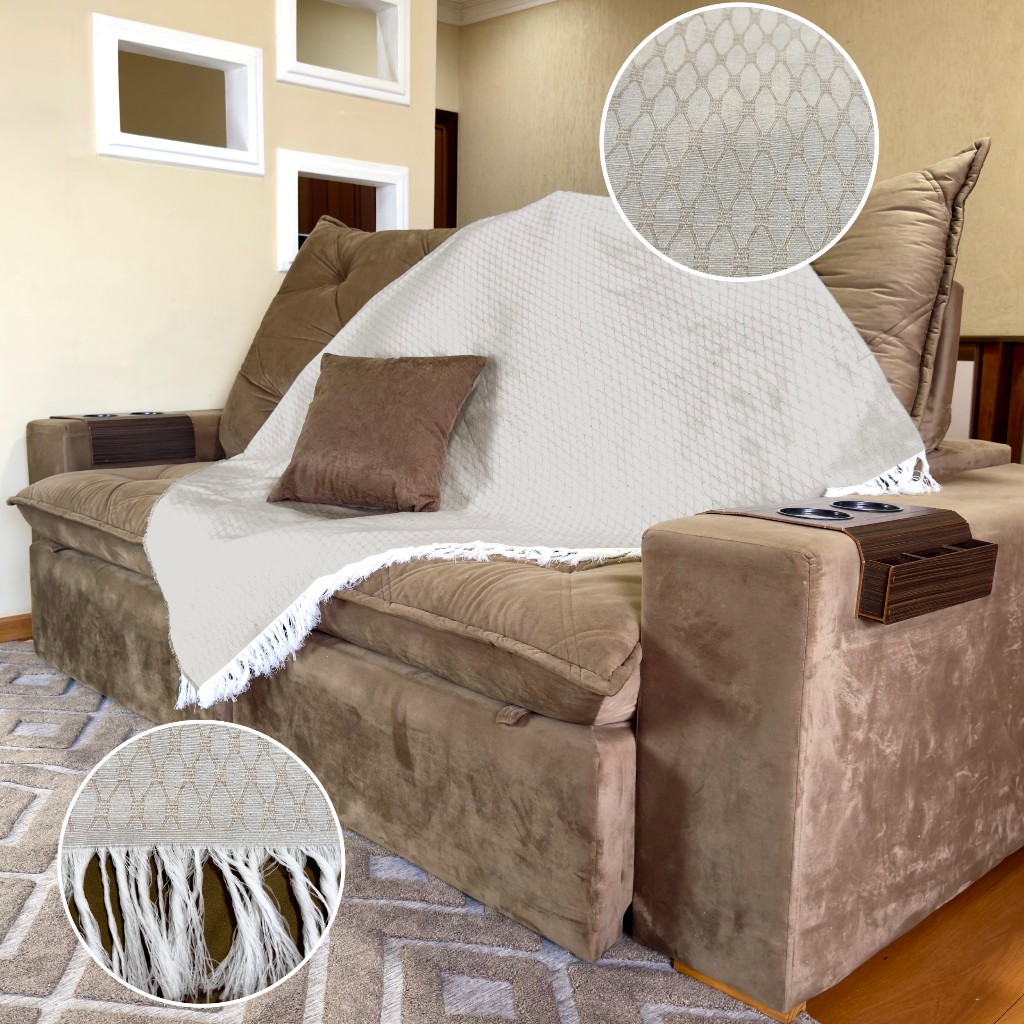 Manta Para Sofá Gigante King Xale Decorativo Capa Protetora Luxo Artesanal Várias Cores e Tamanhos