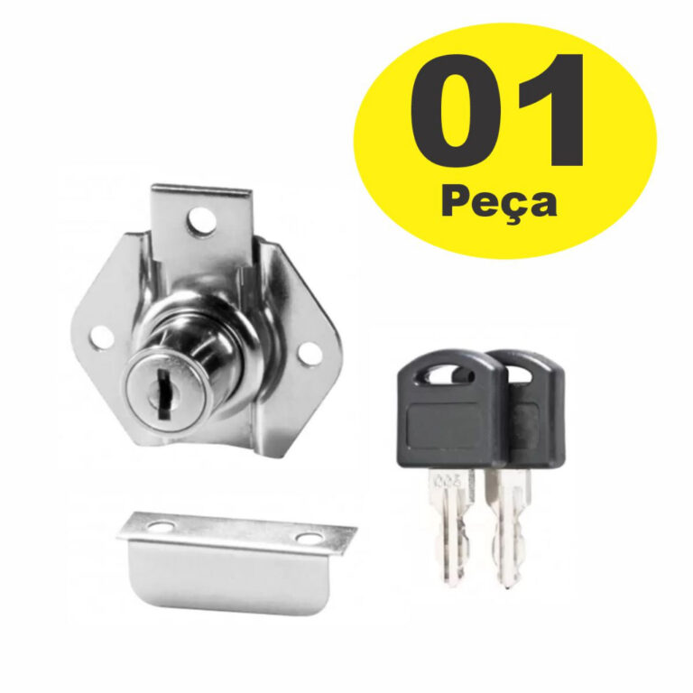 Fechadura 22mm Porta Gaveta Armário Móveis + Cha