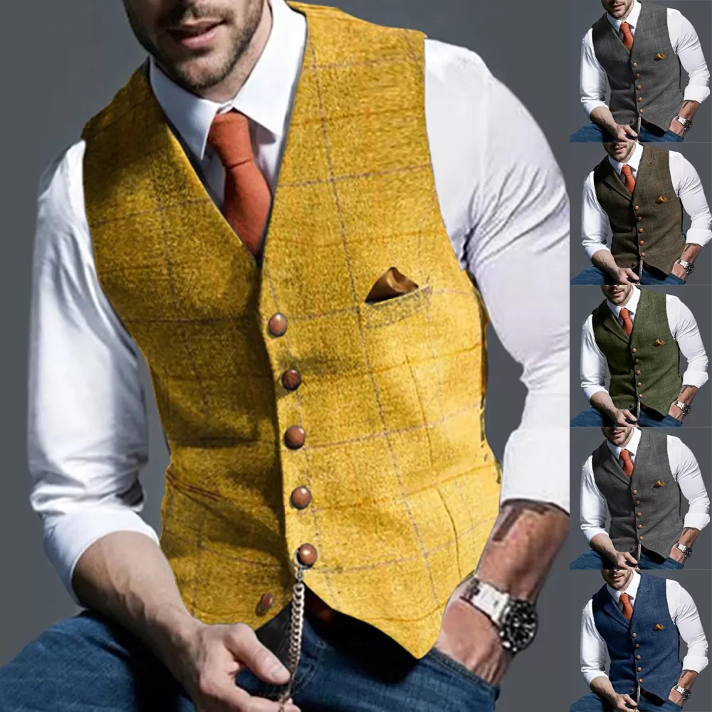 Colete Social Masculino Xadrez Oxford Slim Fit Com Botão Modelo Italiano Formal Banquete Elegante Al