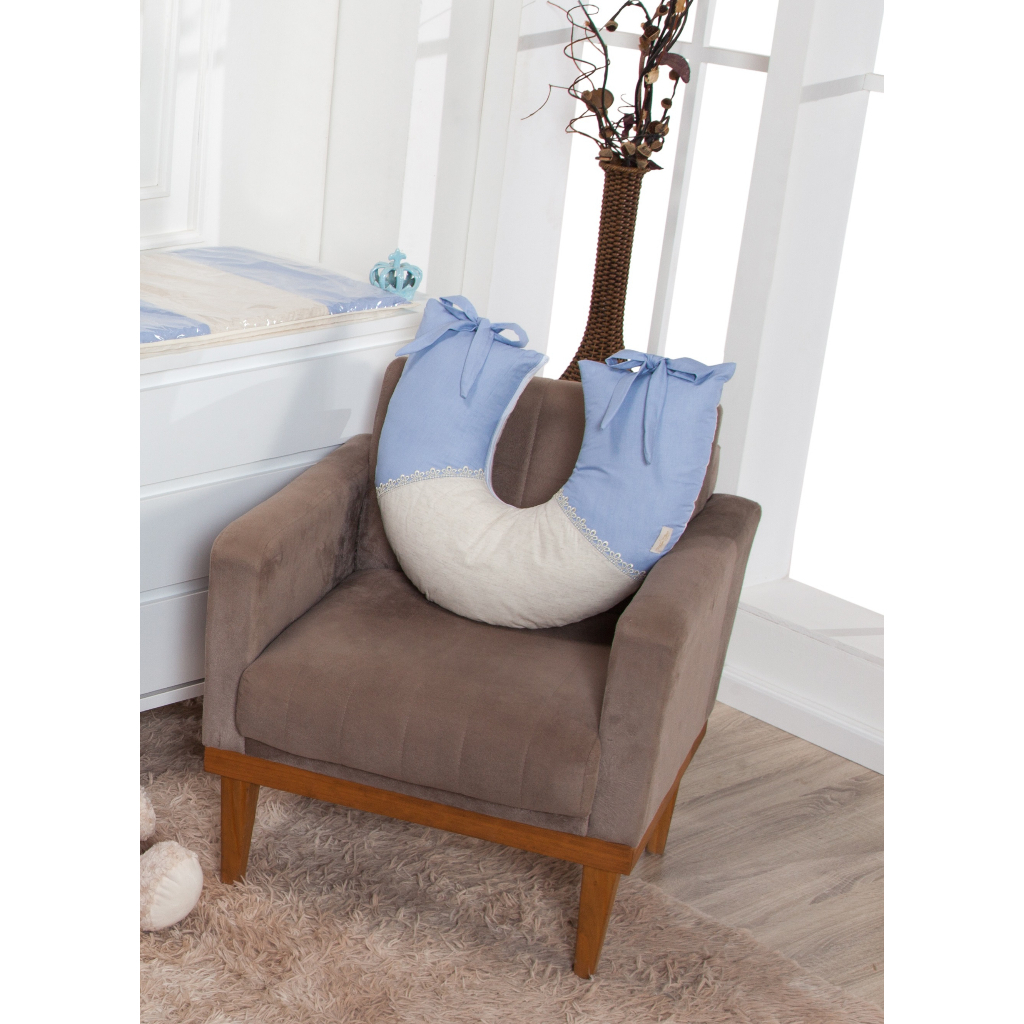 Almofada Amamentar Noah Linho Com Azul