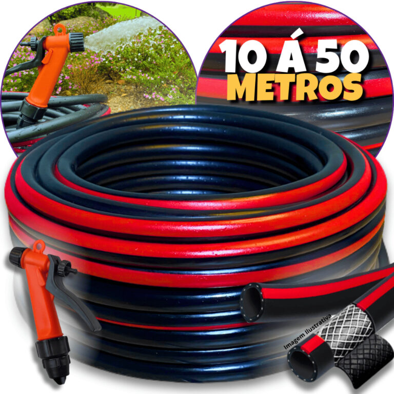 Mangueira Trançada Tripla Camada Preta Com Gatilh