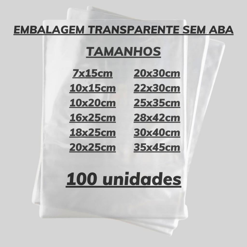 100un Saco Transparente Sem Aba Plástico Cristal Embalagem Roupa Qualidade Várias Medidas