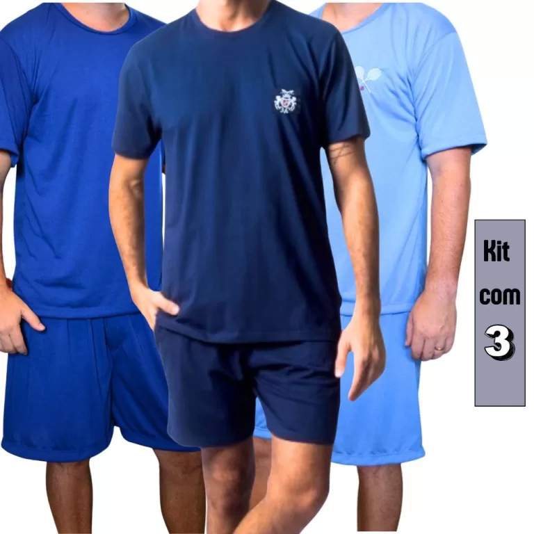 Kit com 3 Pijamas Masculino Regata Verão Adulto e