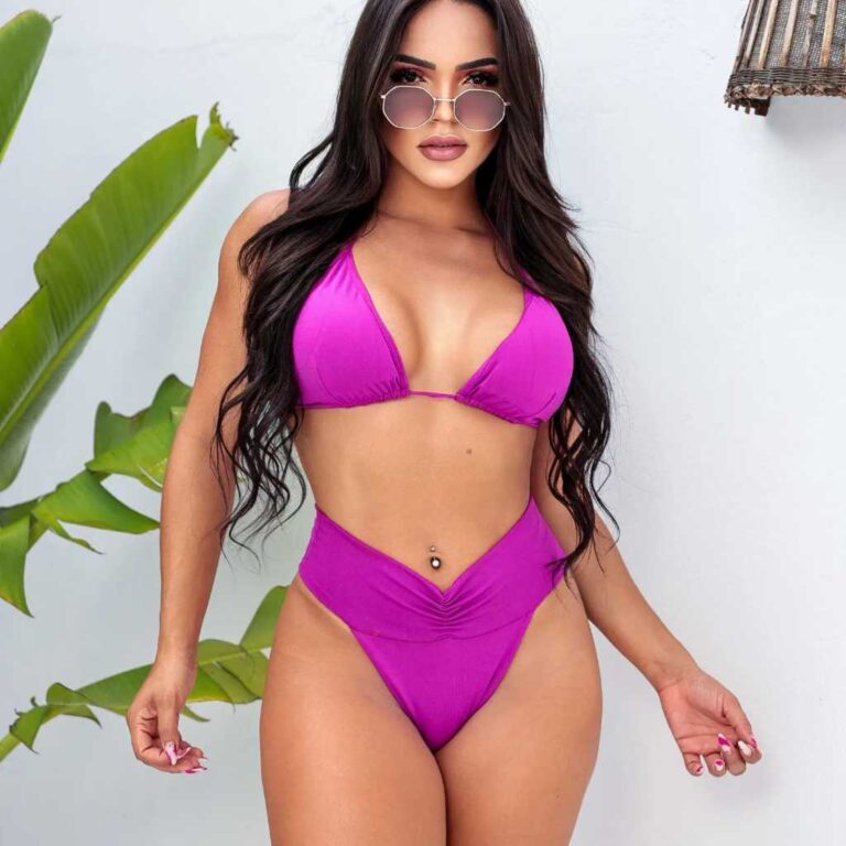 Biquíni Cortininha Modelador Efeito Lipo Rosa Asa