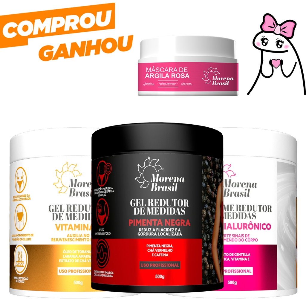 Kit Gel Redutor de Medidas – Pimenta Negra + Laranja Amarga + Ácido Hialurônico