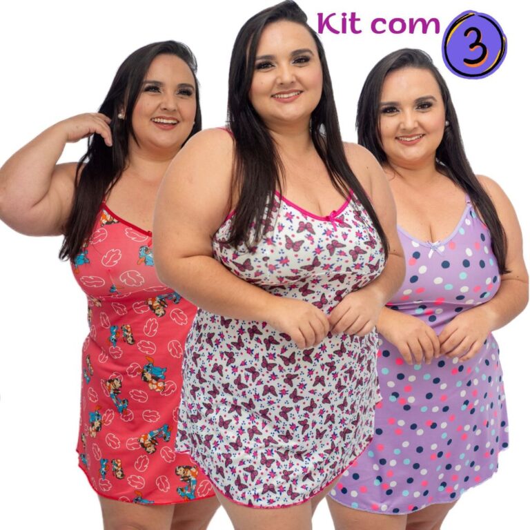 KIT com 3 Camisolas PLUS SIZE Camisola Extra Grand