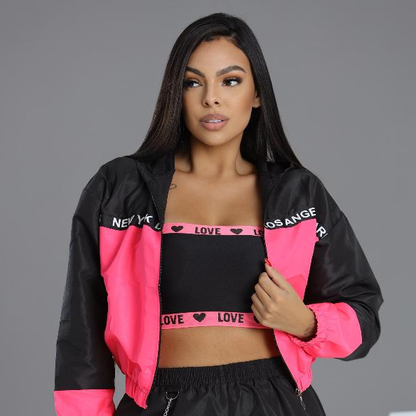 Jaqueta Feminina Corta-Vento com Capuz – Mod