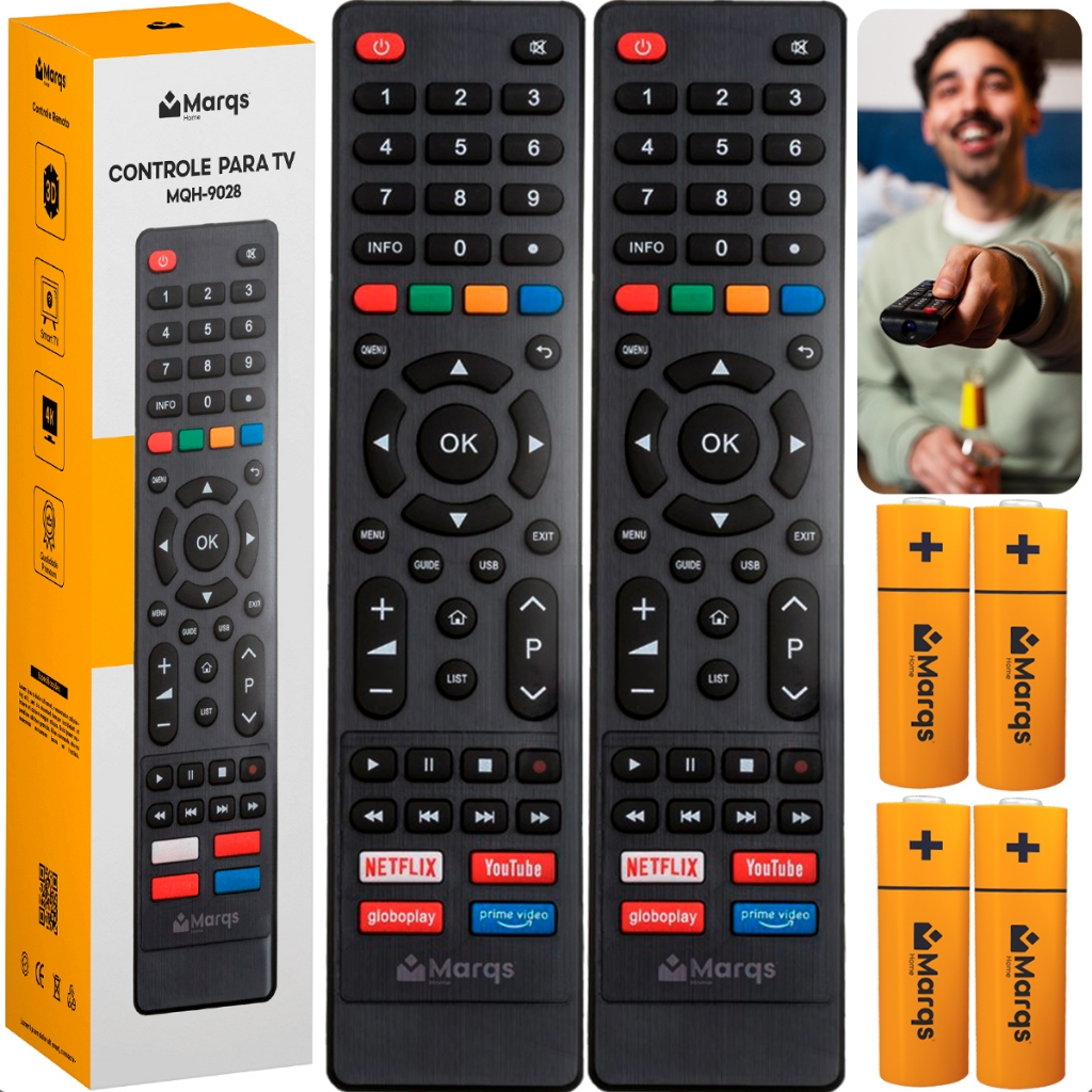 Kit Com 2 Controle Remoto Philco Para Smart Tv 4k LED LCD UHD 32/40/43 /0/55/65 Polegadas Marqs Home