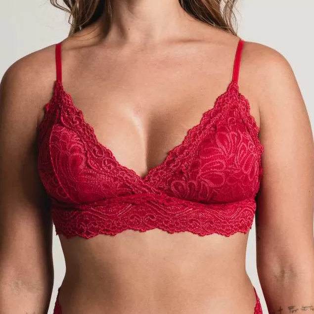Sutiã Com Bojo em Renda Cropped Blogueirinha Ling