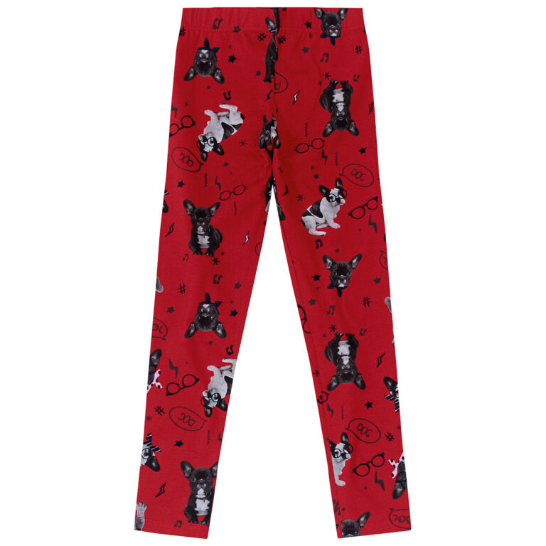 Legging Infantil Sem Flanela Vermelho Buldogue Fra