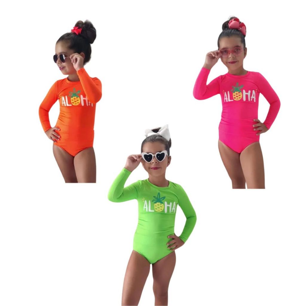 Biquíni Infantil Manga Longa Meninas Moda Praia Piscina Referência