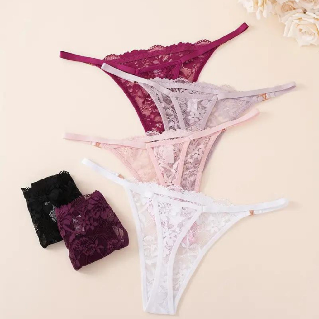 Kit C/5 Unidades de Calcinha Fio Dental Regulagem Lingerie Sexy