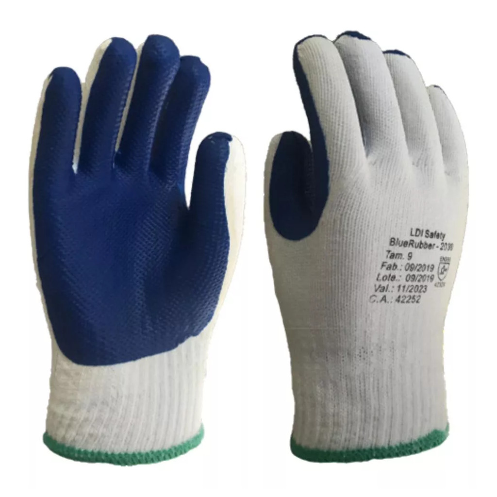 Luva Malha Bluerubber 2030 Algodão Poliéster Tam 9 LDI
