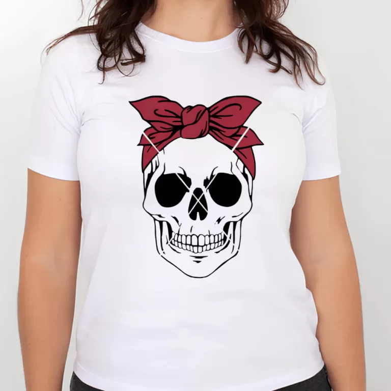 Camiseta Style Caveira Laço Vermelho
