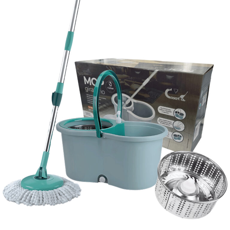 Mop Em Inox Com Cabo de 140cm Refil Rodinhas e Ces