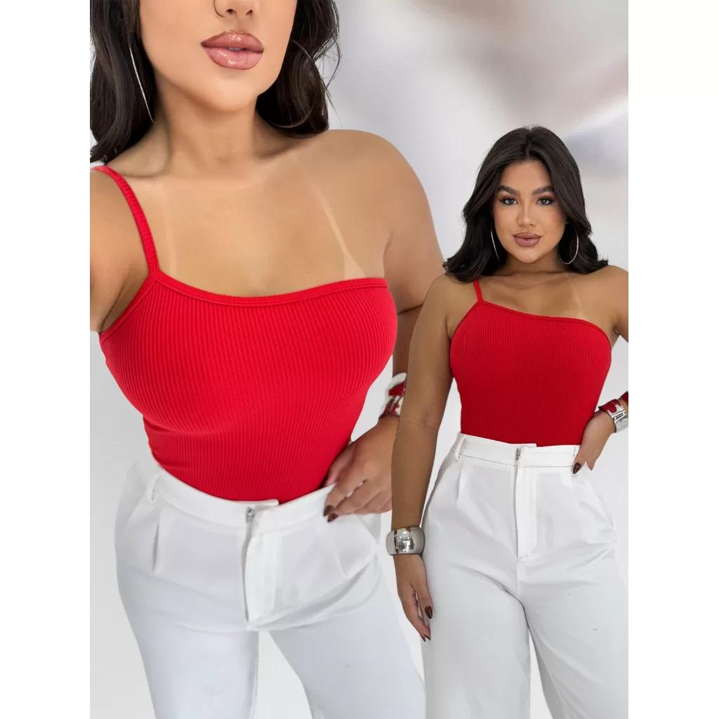 Body Feminino Alcinha Fina Moda Gringa Tendência Blusinha Ombro Só