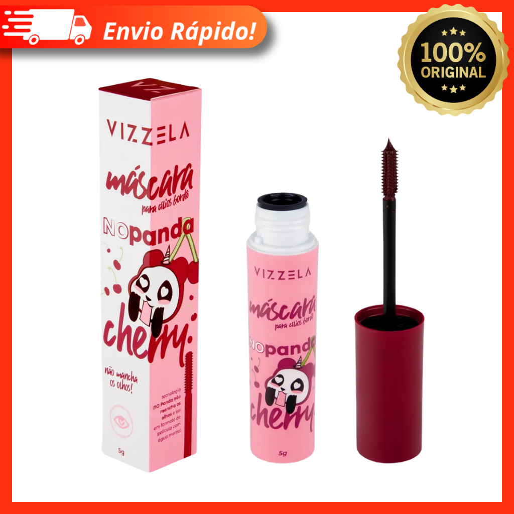 Máscara De Cílios No Panda Cherry Bordô – Vizzela Lançamento 100% Original Rímel