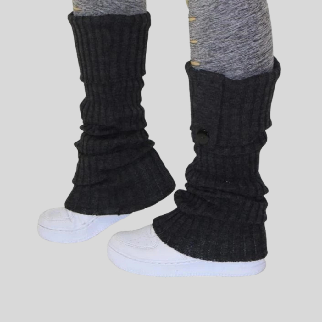 Polaina Feminina Academia Fitness Lã Botão Moda