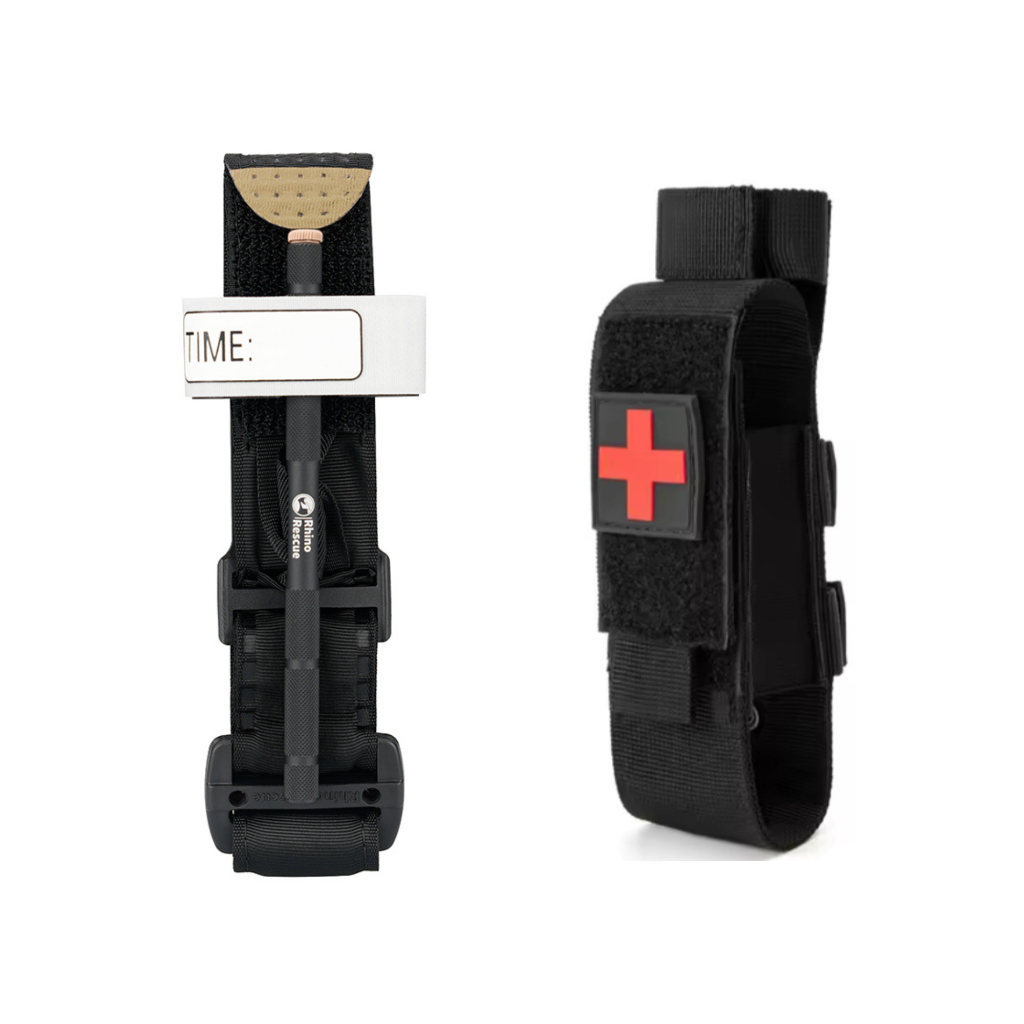 Kit APH Tático Torniquete + Porta Torniquete Modular + Luvas RHINO RESCUE ANVISA MARC1 ISO FDA