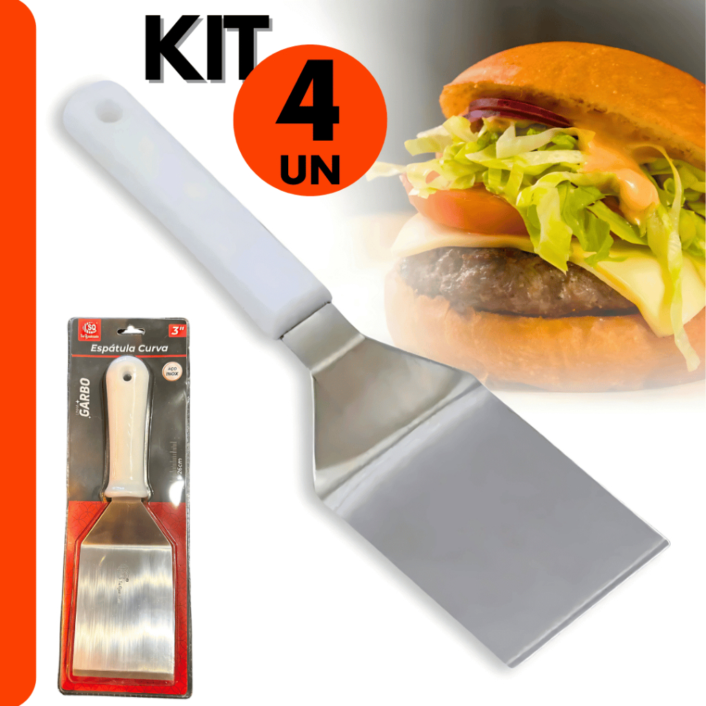 Espátula Curva Inox 3 Chapa Lanche Chapeiro Cozinha Original Line Premium
