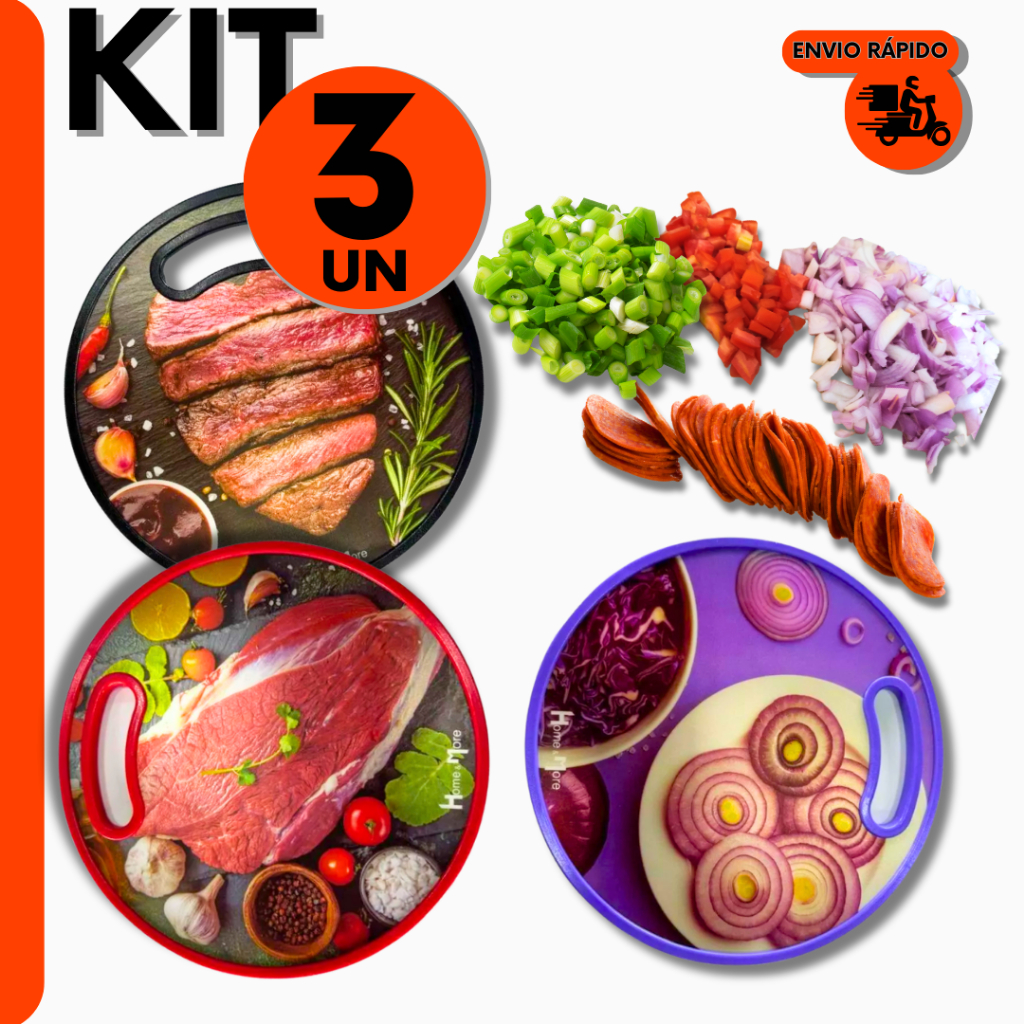 Kit Tábua Redonda Corte Do Chef Profissional de Verduras Carnes e Frutas Cozinha Restaurante Bar