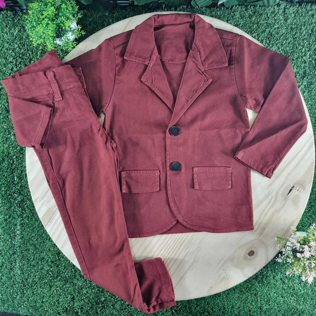 Conjunto Social Blazer Calça Marsala Infantil Pajem Casamento Evento