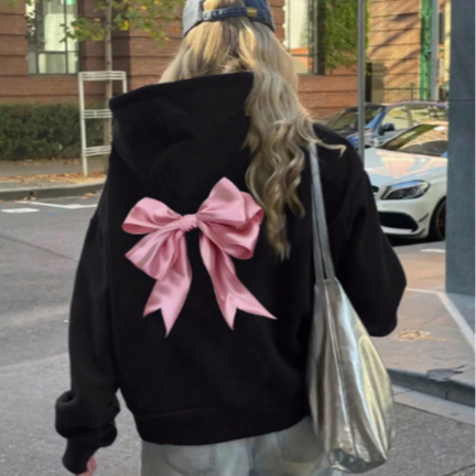Moletom Canguru Algodão Feminino Laço bow Minima
