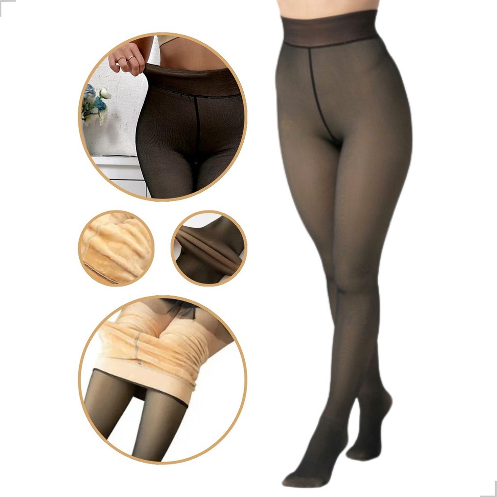 Meia Calça De Lã Térmica Translúcida Forrada Peluciada Tamanho Único 36 Ao 44