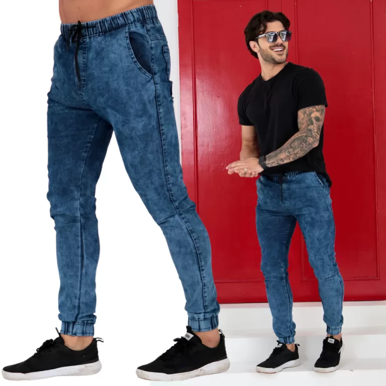 Calça Jeans Masculina Jogger Despojada e Ajustáv