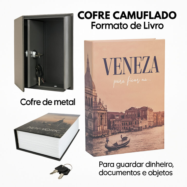 Cofre Camuflado em Formato de Livro com Chave  Seg