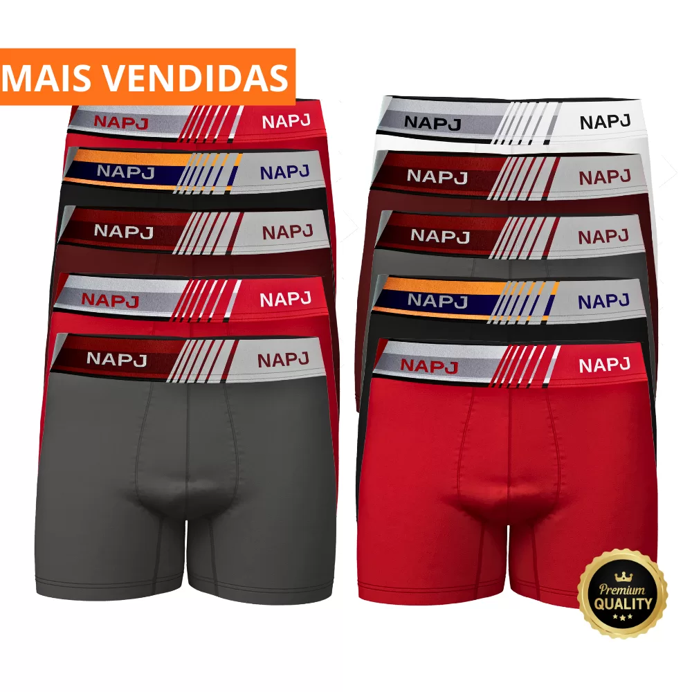 Kit 10 cueca masculino Boxer Microfibra adulto original forro em algodão NAPJ