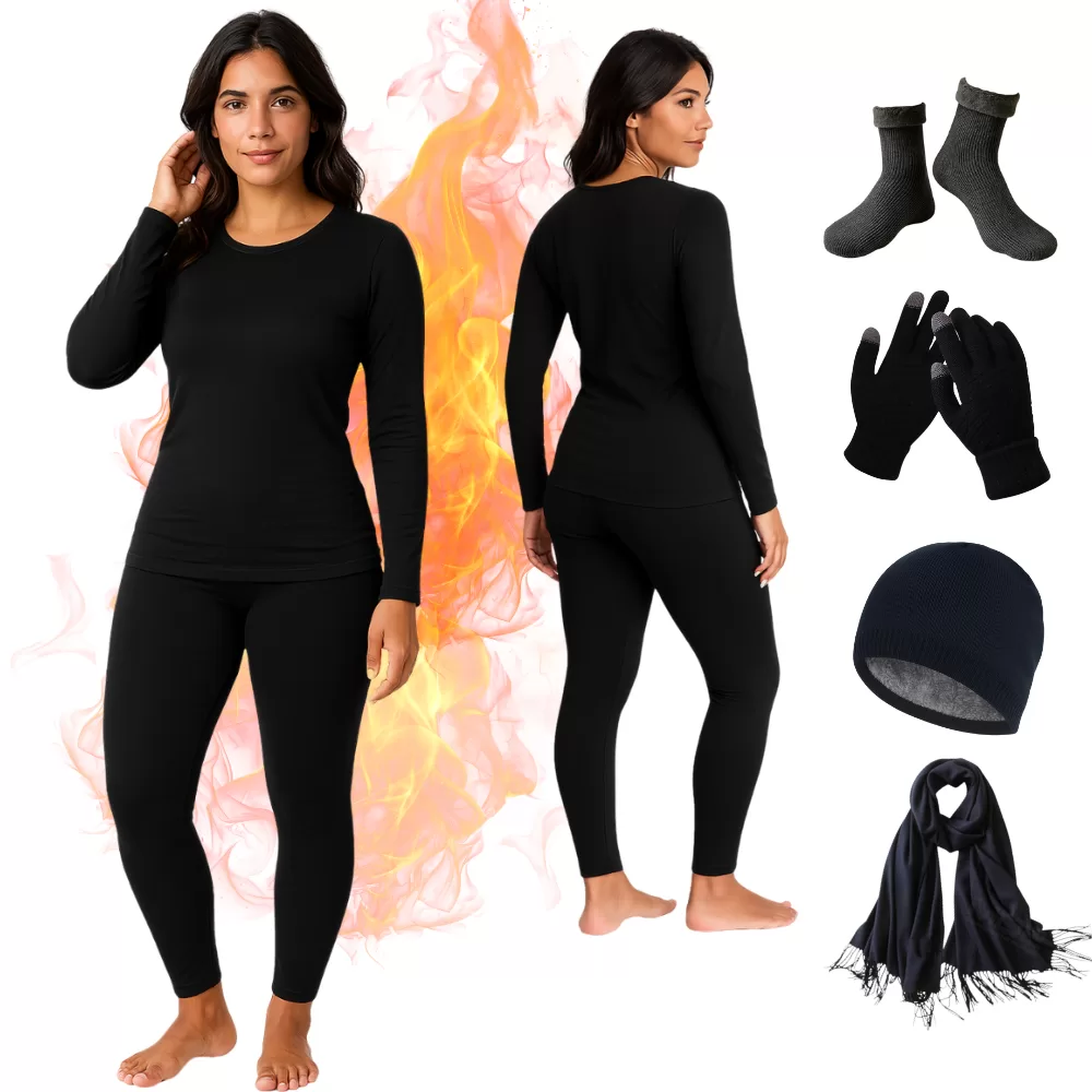 Kit De Frio Inverno Blusa Calça Térmica Luva Touch Screen Meia Touca Cachecol