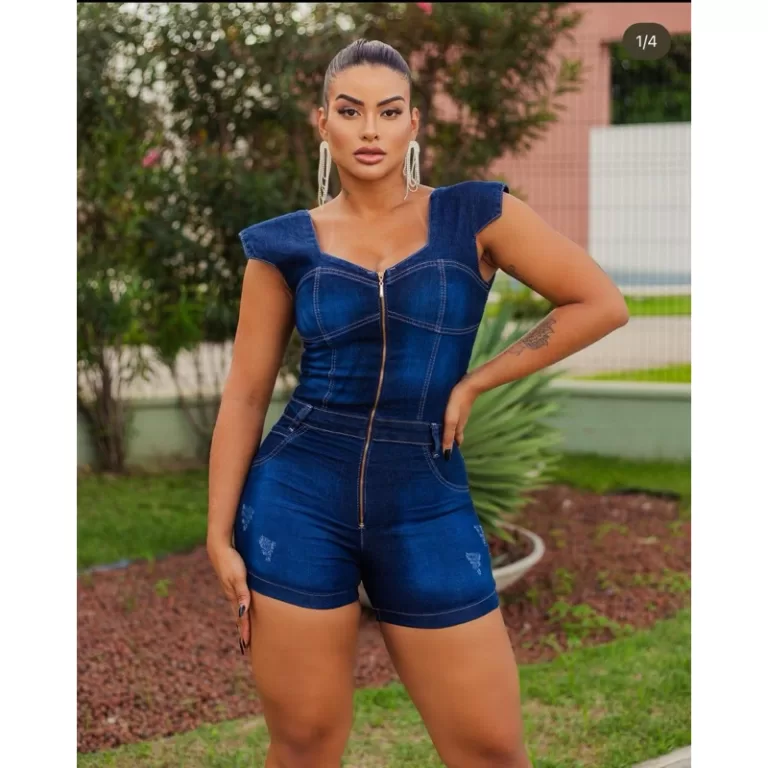 Macaquinho Jeans Feminino – Jeans com Lycra 