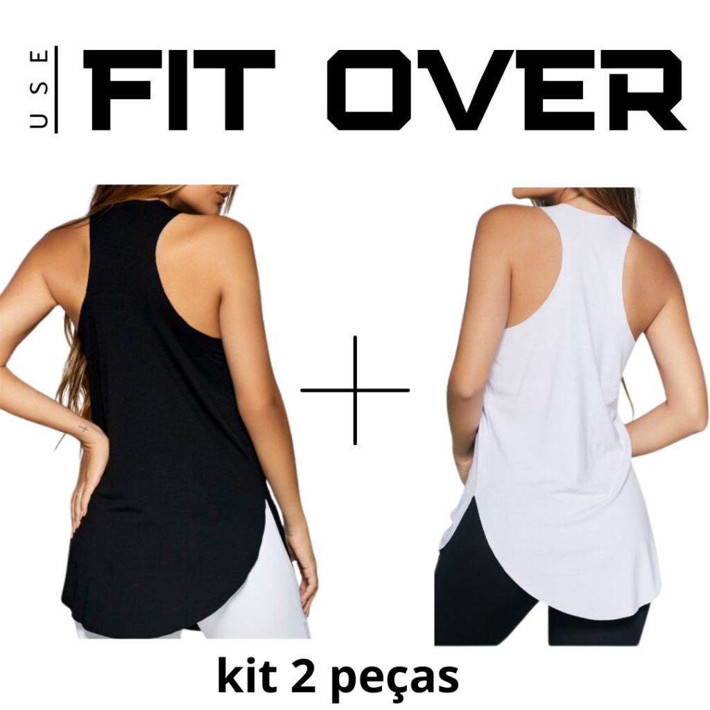 Kit 2 camisetas fitness – básica – tapa bumbum – academia – crossfit – fit over