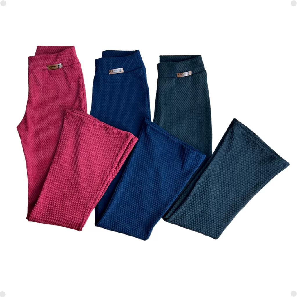 Kit 3 Calças Flare Boca de Sino Juvenil Colmeia Para Meninas – Tamanho 10 Ao 16