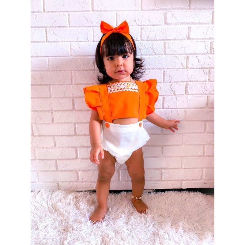 romper body moana laranja veste até 18 meses