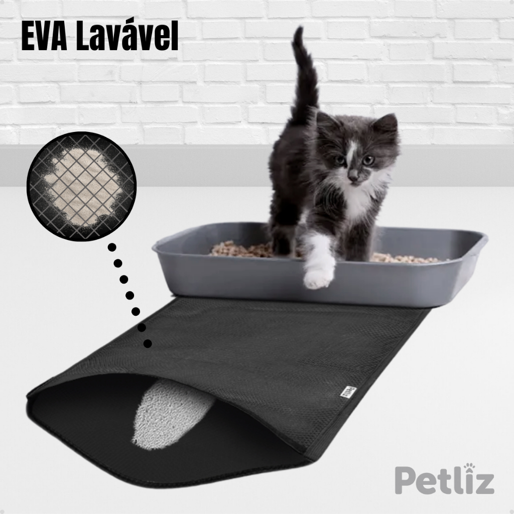Tapete Higiênico para Caixa de Areia de Gatos Anti Sujeira Coletor De Areia EVA 70×100 cm – Petliz